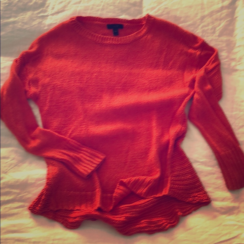 J Crew knit sweater in hot coral color